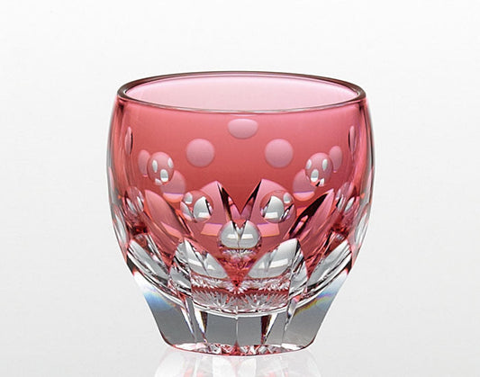 Sake Glass, Edo Kiriko "Cherry" By Satoshi Nabetani, Master of traditional crafts