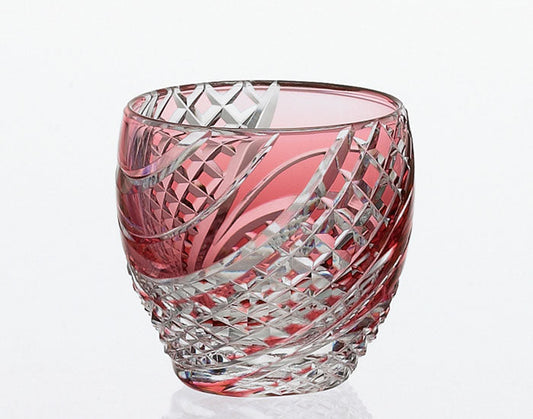 Sake Glass, Edo Kiriko "Fish scales strip"